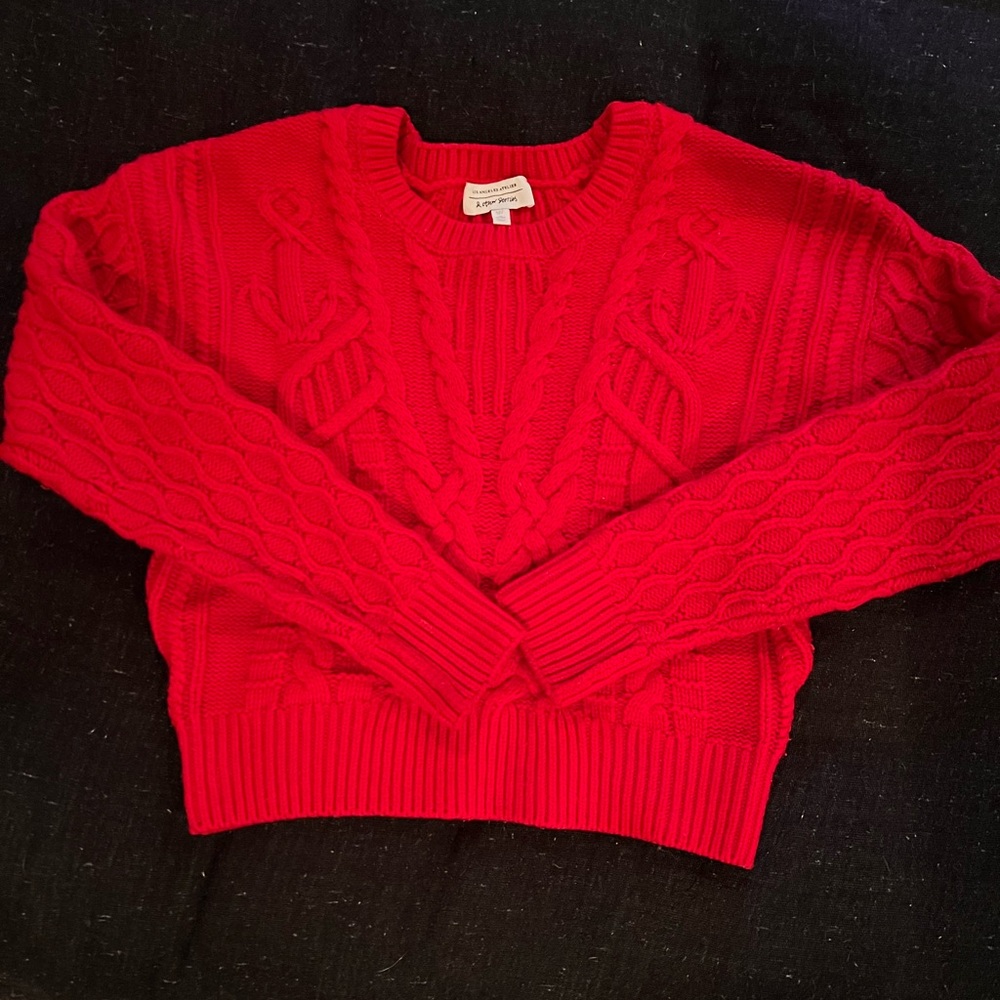 Cozy Red Cable Knit Sweater